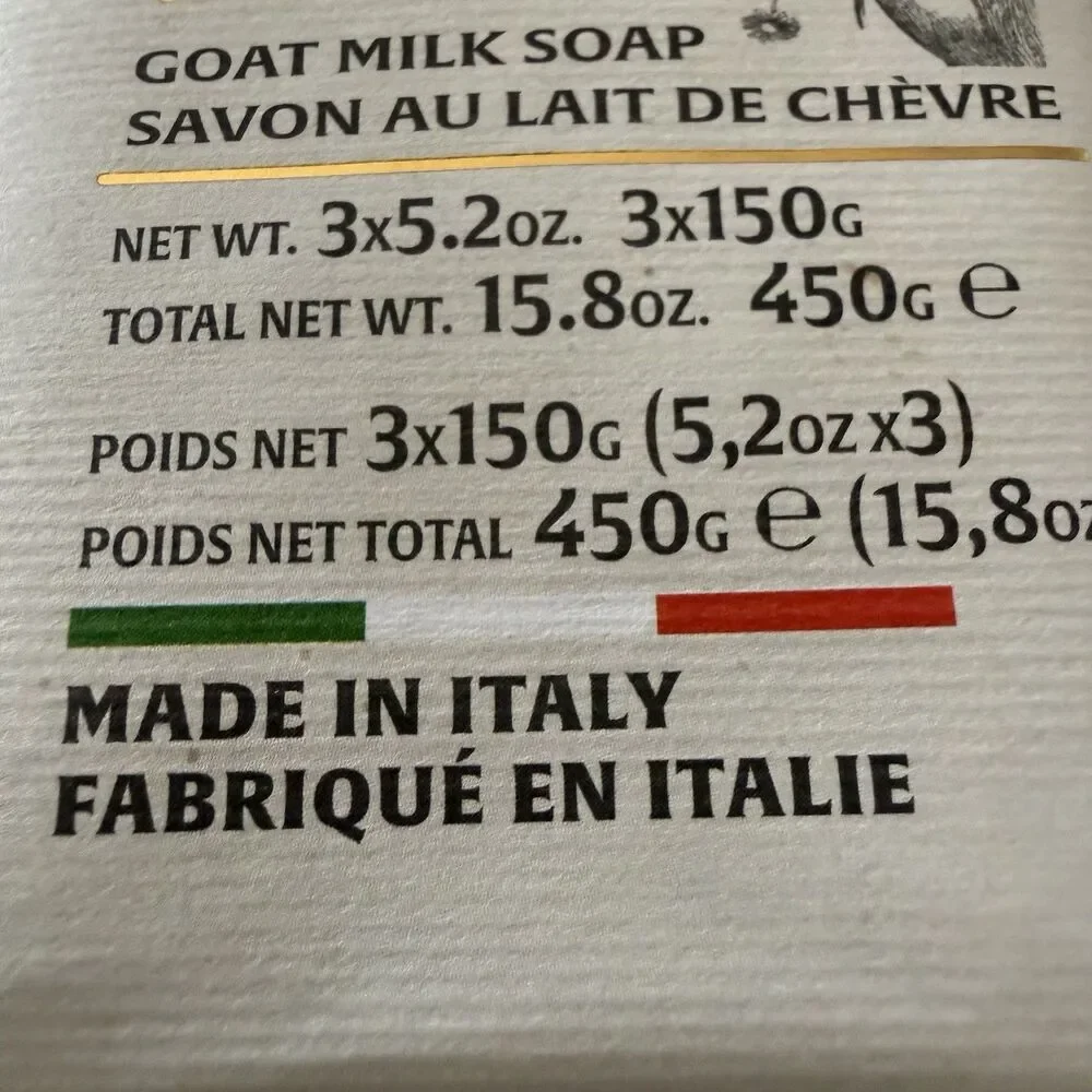 ZENI GOAT MILK Natural Scrub SOAP BAR 3 BARS 5.3OZ EA MADE ITALY Triple Milled